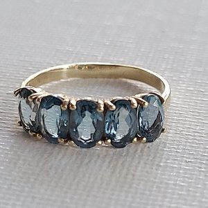 10k Solid Gold Blue Topaz Ring